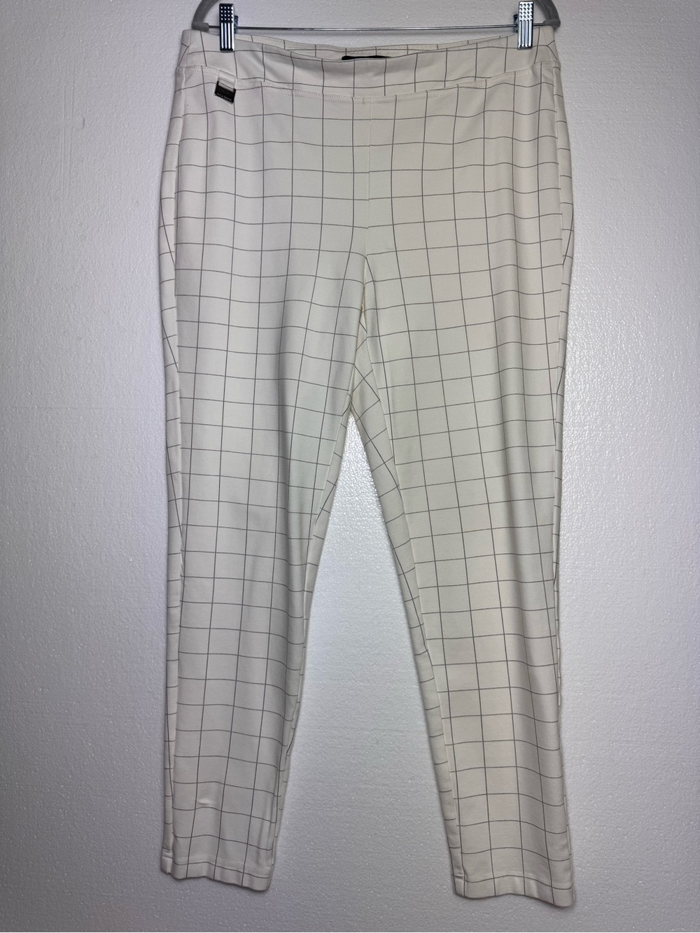 Ryan Wylde White Windowpane Plaid Pull-On Straight Leg Pants Size 1X